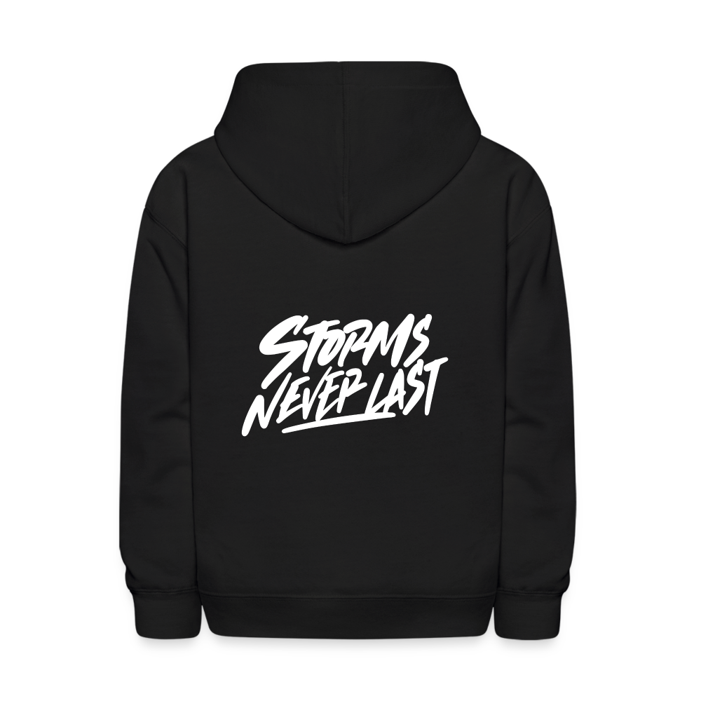 Storms Never Last Handwritten Kids Hoodie - black