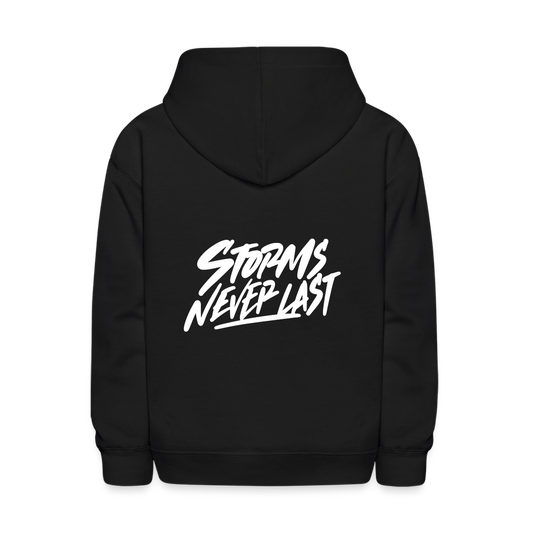 Storms Never Last Handwritten Kids Hoodie - black