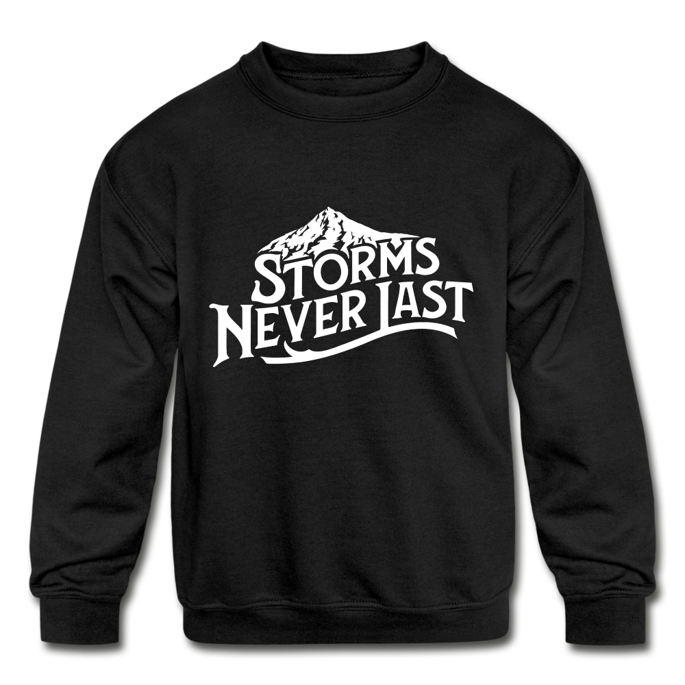 'Storms Never Last' Kids' Crewneck Sweatshirt - black