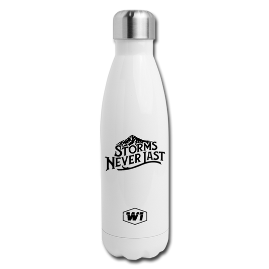 'Storms Never Last / Mt. Hood' Insulated Stainless Steel Water Bottle - white