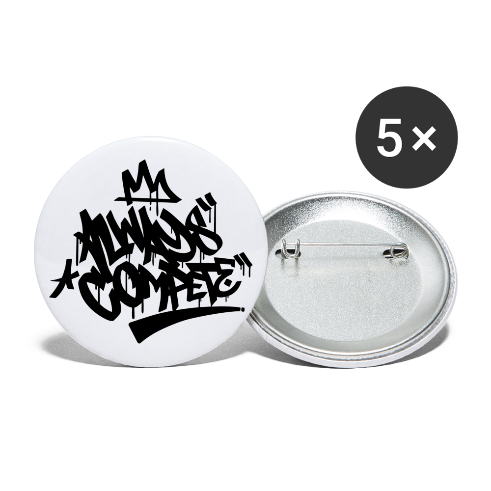 W1 Always Compete Buttons large 2.2'' (5-pack) - white