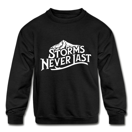 'Storms Never Last' Kids' Crewneck Sweatshirt - black